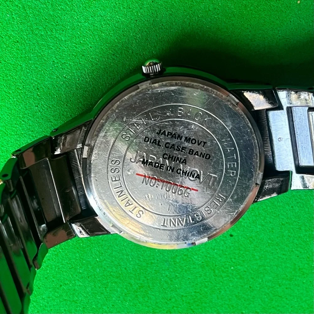 Geneva Hematite Diamond Look Men's Watch